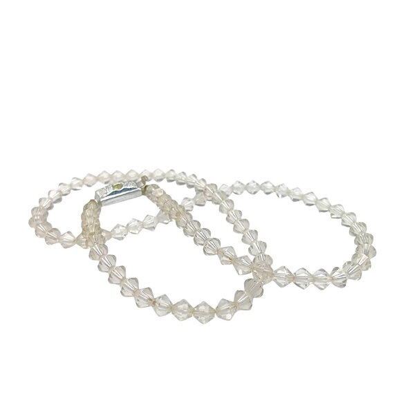 Vintage Clear Crystal Beaded Choker Necklace with Decorative Box Clasp - Picture 3 of 4